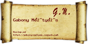Gabony Mátyás névjegykártya